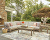 Juno 4-Piece Outdoor Patio Set with 2 Loveseats, Corner Chair & Armless Chair - Natural/Beige | Ensemble Juno 4 pièces pour la terrasse à l’extérieur avec 2 causeuses, un fauteuil en coin et un fauteuil sans accoudoirs - naturel et beige