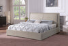 Nico Upholstered Storage Platform Bed in Vegan Leather Taupe Fabric, Hyrdraulic Lift  - Queen Size | Lit plateforme rembourré Nico en tissu de cuir végétalien taupe avec rangement et levage hydraulique - format grand lit