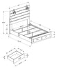 Soren Platform Storage Bed with Slat Headboard & Frame, Built-In LED, Graphite Grey - Queen Size | Lit plateforme de rangement Soren avec tête de lit à lattes, cadre de lit et éclairage à DEL intégré, gris graphite - format grand lit