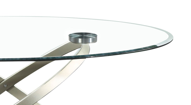 Vikki 48\" Modern Oval Glass Top Coffee Table - Glass with Metal Base