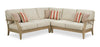 Juno Outdoor Patio Corner Chair - Eucalyptus Wood & Nuvella Fabric, Weather Resistant - Natural/Beige | Fauteuil en coin Juno pour la terrasse à l’extérieur - eucalyptus et tissu Nuvella, résistant aux intempéries - naturel et beige