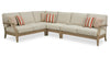 Juno Outdoor Patio Corner Chair - Eucalyptus Wood & Nuvella Fabric, Weather Resistant - Natural/Beige | Fauteuil en coin Juno pour la terrasse à l’extérieur - eucalyptus et tissu Nuvella, résistant aux intempéries - naturel et beige