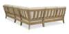 Juno Outdoor Patio Corner Chair - Eucalyptus Wood & Nuvella Fabric, Weather Resistant - Natural/Beige | Fauteuil en coin Juno pour la terrasse à l’extérieur - eucalyptus et tissu Nuvella, résistant aux intempéries - naturel et beige
