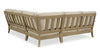 Juno Outdoor Patio Corner Chair - Eucalyptus Wood & Nuvella Fabric, Weather Resistant - Natural/Beige | Fauteuil en coin Juno pour la terrasse à l’extérieur - eucalyptus et tissu Nuvella, résistant aux intempéries - naturel et beige