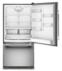 Kitchenaid 33" 22 Cu. Ft. Bottom Mount Refrigerator – PrintShield Stainless - KRBR133SPS | Réfrigérateur KitchenAid de 22 pi³ et de 33 po à congélateur inférieur - acier inoxydable PrintShieldMC - KRBR133SPS