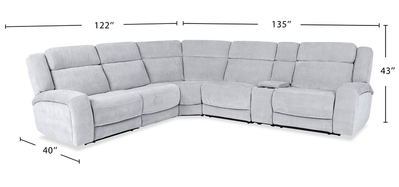 Shaquille O’Neal Home Legacy 6-Piece Power Reclining Sectional with Shaq-o-pedic Comfort - Grey 