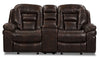 Leo Leathaire Reclining Loveseat - Walnut - Contemporary style Loveseat in Walnut