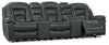 Leo Leath-Aire® Fabric 5-Piece Reclining Home Theatre Sectional – Grey - Contemporary style Sectional in Grey