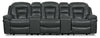 Leo Leath-Aire® Fabric 5-Piece Reclining Home Theatre Sectional – Grey - Contemporary style Sectional in Grey