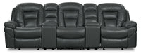 Leo 5-Piece Leather-Look Fabric Home Theatre Reclining Sectional with Storage Consoles and Cupholders - Grey 