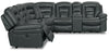 Leo 7-Piece Leather-Look Fabric Power Reclining Sectional with Storage Consoles and Cupholders - Grey | Sofa sectionnel à inclinaison électrique Leo 7 pièces en tissu d’apparence cuir avec consoles de rangement et porte-gobelets - gris