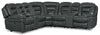 Leo 7-Piece Leather-Look Fabric Power Reclining Sectional with Storage Consoles and Cupholders - Grey | Sofa sectionnel à inclinaison électrique Leo 7 pièces en tissu d’apparence cuir avec consoles de rangement et porte-gobelets - gris