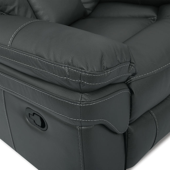 Leo 5-Piece Leather-Look Fabric Reclining Sectional with Storage Console and Dual Cupholders - Grey