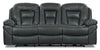 Leo 87.5" Leather-Look Fabric Power Reclining Sofa - Grey | Sofa à inclinaison électrique Leo de 87,5 po en tissu d’apparence cuir - gris