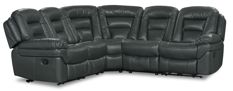 Leo 5-Piece Leather-Look Fabric Reclining Sectional - Grey