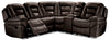 Leo 5-Piece Leather-Look Fabric Reclining Sectional with Storage Console and Dual Cupholders - Walnut Brown | Sofa sectionnel inclinable Leo 5 pièces en tissu d’apparence cuir avec console