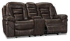 Leo 78" Leather-Look Fabric Power Reclining Loveseat with Storage Console - Walnut Brown | Causeuse à inclinaison électrique Leo de 78 po en tissu d’apparence cuir avec console de rangement - brun noyer