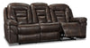 Leo 87.5" Leather-Look Fabric Power Reclining Sofa - Walnut Brown  | Sofa à inclinaison électrique Leo de 87,5 po en tissu d’apparence cuir - brun noyer