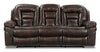 Leo 87.5" Leather-Look Fabric Power Reclining Sofa - Walnut Brown  | Sofa à inclinaison électrique Leo de 87,5 po en tissu d’apparence cuir - brun noyer
