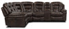 Leo Leath-Aire® Fabric 6-Piece Power Reclining Sectional – Walnut - Contemporary style Sectional in Walnut