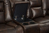 Leo Leath-Aire® Fabric 6-Piece Power Reclining Sectional – Walnut - Contemporary style Sectional in Walnut