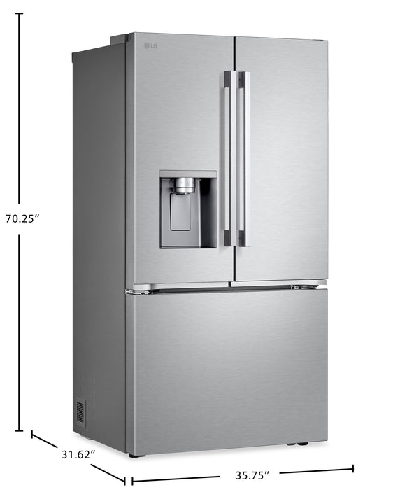 LG 36\" 26 Cu. Ft. Counter-Depth French Door Refrigerator – Stainless Steel - LF26WCH62S