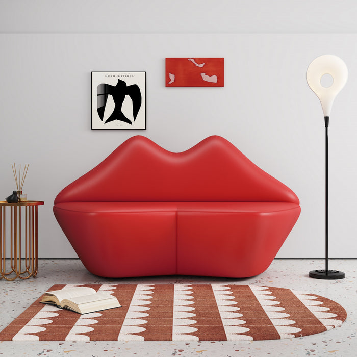 Manhattan Comfort Kiss 61.8\" Faux Leather Loveseat - Red
