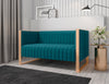 Manhattan Comfort Trillium 57.48" Velvet Loveseat - Aqua Blue & Gold|Causeuse Trillium de Manhattan Comfort de 57,48 po en velours - bleu turquoise et dorée