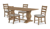 Maple 5pc Dining Set with Table and 4 Chairs, 84”W – Natural  
