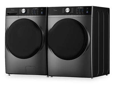 Midea 5.2 Cu. Ft. Front Load Washer with Steam Care and 8.0 Cu. Ft. Tumble Dryer - Grey | Laveuse à chargement frontal de 5,2 pi3 avec Steam Care et sécheuse de 8,0 pi3 avec culbutage de Midea - Gris | MIFL52GG