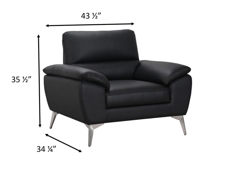 Mystic 41.7” Contemporary Genuine Leather Chair - Black