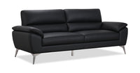 Mystic 85.4” Contemporary Genuine Leather Sofa - Black 