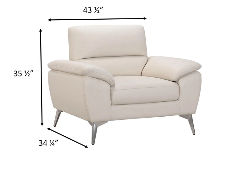 Mystic 41.7” Contemporary Genuine Leather Chair - Frost
