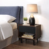 Manhattan Comfort Duane Modern Ribbed Nightstand with Full Extension Drawer - Dark Brown & Black|Table de nuit moderne Duane de Manhattan Comfort avec cannelures et tiroir à extension complète - brun foncé et noire