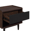 Manhattan Comfort Duane Modern Ribbed Nightstand with Full Extension Drawer - Dark Brown & Black|Table de nuit moderne Duane de Manhattan Comfort avec cannelures et tiroir à extension complète - brun foncé et noire