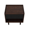 Manhattan Comfort Duane Modern Ribbed Nightstand with Full Extension Drawer - Dark Brown & Black|Table de nuit moderne Duane de Manhattan Comfort avec cannelures et tiroir à extension complète - brun foncé et noire