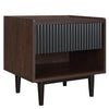 Manhattan Comfort Duane Modern Ribbed Nightstand with Full Extension Drawer - Dark Brown & Black|Table de nuit moderne Duane de Manhattan Comfort avec cannelures et tiroir à extension complète - brun foncé et noire