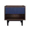 Manhattan Comfort Duane Modern Ribbed Nightstand with Full Extension Drawer - Dark Brown & Navy Blue|Table de nuit moderne Duane de Manhattan Comfort avec cannelures et tiroir à extension complète - brun foncé et bleu marine