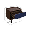 Manhattan Comfort Duane Modern Ribbed Nightstand with Full Extension Drawer - Dark Brown & Navy Blue|Table de nuit moderne Duane de Manhattan Comfort avec cannelures et tiroir à extension complète - brun foncé et bleu marine