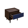 Manhattan Comfort Duane Modern Ribbed Nightstand with Full Extension Drawer - Dark Brown & Navy Blue|Table de nuit moderne Duane de Manhattan Comfort avec cannelures et tiroir à extension complète - brun foncé et bleu marine