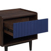 Manhattan Comfort Duane Modern Ribbed Nightstand with Full Extension Drawer - Dark Brown & Navy Blue|Table de nuit moderne Duane de Manhattan Comfort avec cannelures et tiroir à extension complète - brun foncé et bleu marine
