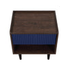 Manhattan Comfort Duane Modern Ribbed Nightstand with Full Extension Drawer - Dark Brown & Navy Blue|Table de nuit moderne Duane de Manhattan Comfort avec cannelures et tiroir à extension complète - brun foncé et bleu marine