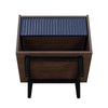 Manhattan Comfort Duane Modern Ribbed Nightstand with Full Extension Drawer - Dark Brown & Navy Blue|Table de nuit moderne Duane de Manhattan Comfort avec cannelures et tiroir à extension complète - brun foncé et bleu marine