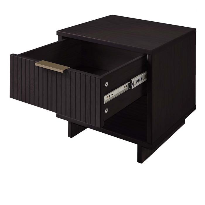 Manhattan Comfort Granville Modern Nightstand with 1 Full Extension Drawers - Black