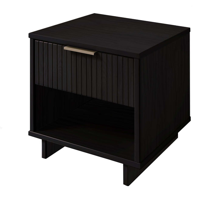 Manhattan Comfort Granville Modern Nightstand with 1 Full Extension Drawers - Black