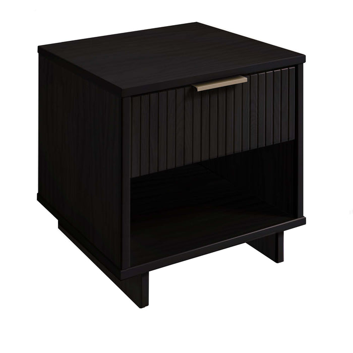 Manhattan Comfort Granville Modern Nightstand with 1 Full Extension Drawers - Black