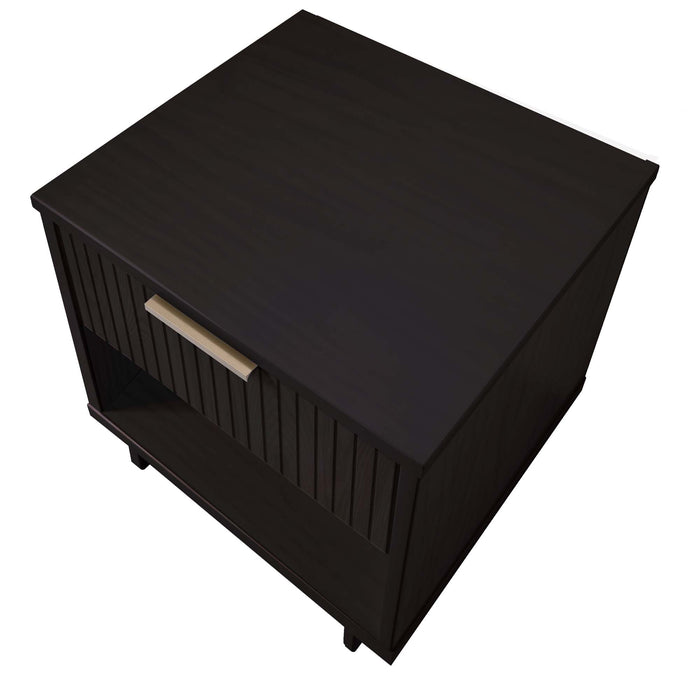 Manhattan Comfort Granville Modern Nightstand with 1 Full Extension Drawers - Black