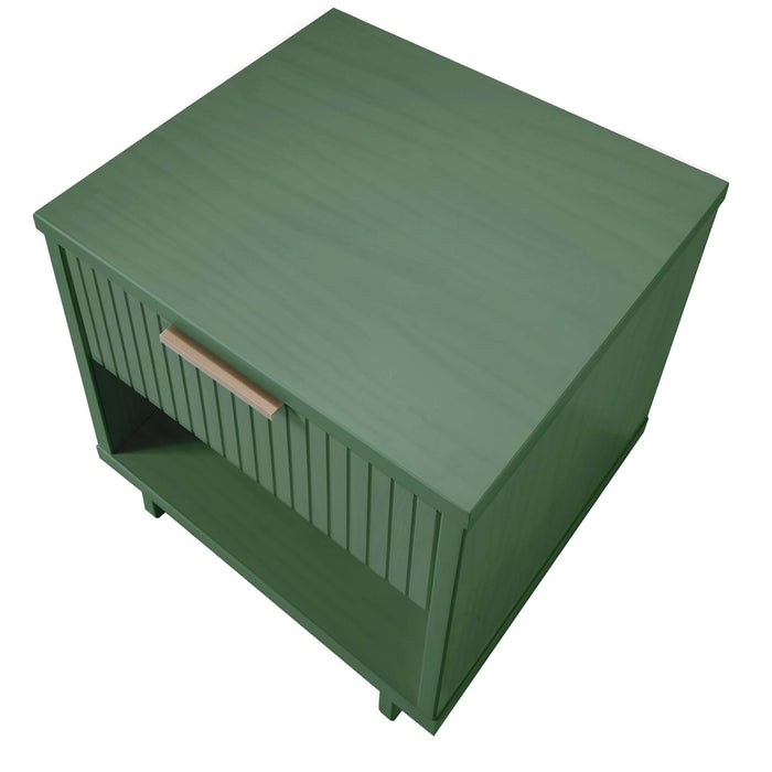 Manhattan Comfort Granville Modern Nightstand with Full Extension Drawer - Sage Green