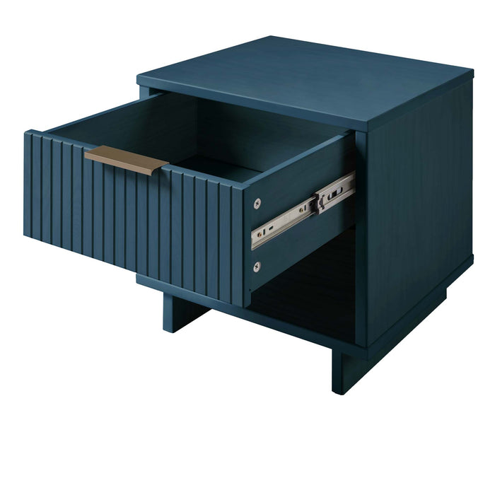 Manhattan Comfort Granville Modern Nightstand with Full Extension Drawer - Midnight Blue
