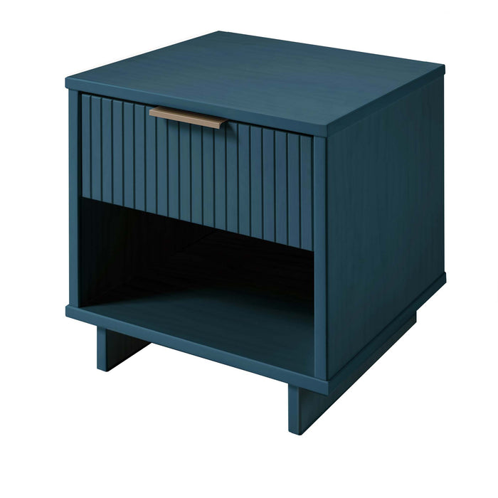 Manhattan Comfort Granville Modern Nightstand with Full Extension Drawer - Midnight Blue